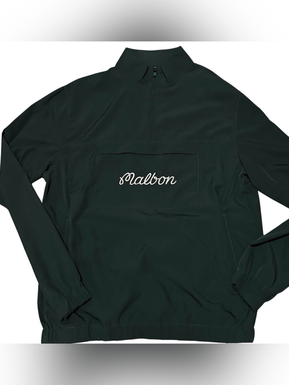New Malbon Golf Cypress 1/4 Zip Anorak Jacket Size L Forest Green Side Pockets
